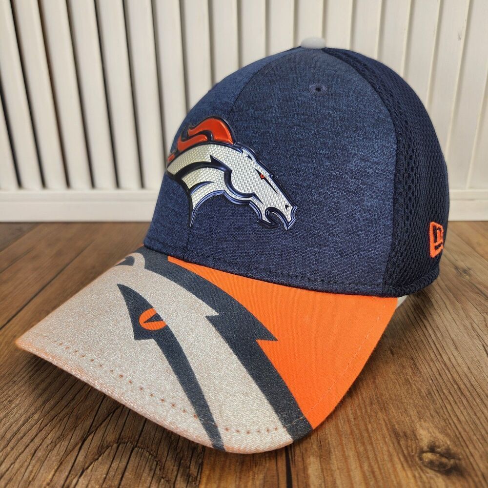 Denver Broncos New Era 39thirty Hat Navy Orange Stretch Fit M/L NFL Football Cap